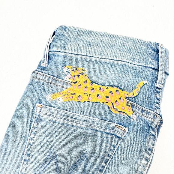 Mother High Waisted Looker Ankle Fray Shoot to Thrill Denim Jeans Size 25 - Picture 2 of 12